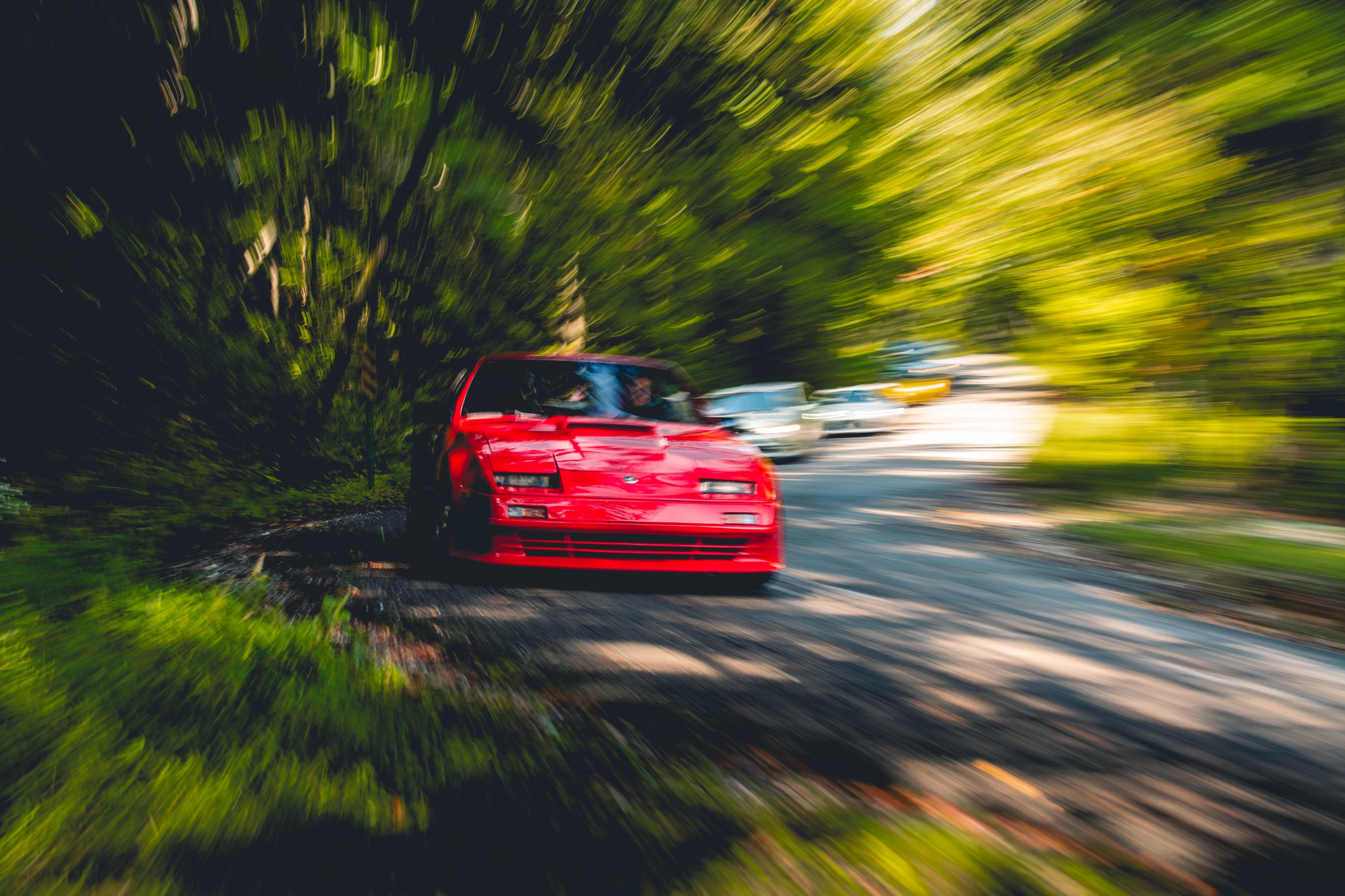 Sports car on a forest road